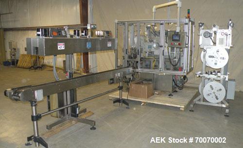 Used PDC Horizontal Shrink Sleeve Labeler, Model SLH-300ER, serial #016. Capable of speeds up to 350 ppm. Sleeve diameter range .325 to 2 inches (10 to 50 mm). Sleeve height range 1.25 to 7 inches (3...