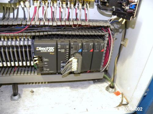 Used SleeveCo Model ST-2200R Stretch Sleeve Applicator capable of speeds up to 60 bottles per minute. Currently set up on round gallon containers, has film registration. Machine footprint 48" long x ...