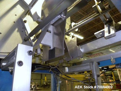 Used SleeveCo Model ST-2200R Stretch Sleeve Applicator capable of speeds up to 60 bottles per minute. Currently set up on round gallon containers, has film registration. Machine footprint 48" long x ...