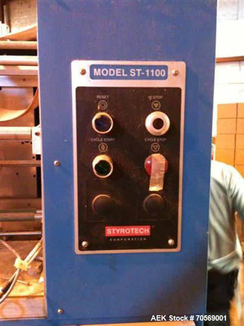 Used Styrotech model ST-100 stretch shrink sleeve labeler. Capable of speeds up to 45 bottles ber minute. Can handle container sizes up to 1.5 gallon containers (with changeparts). Currently set up o...