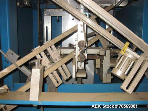 Used Styrotech model ST-100 stretch shrink sleeve labeler. Capable of speeds up to 45 bottles ber minute. Can handle container sizes up to 1.5 gallon containers (with changeparts). Currently set up o...