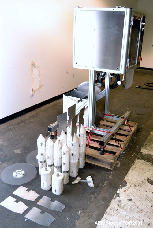 Used TriPack LSA-160 Automatic Shrink Sleeve Labeler Applicator / Neck Bander. Capable of speeds up to 100 BPM. Layflat width 40mm-170mm. Product Diameter 1" to 4.5". Cut off length 30mm-200mm. Thick...