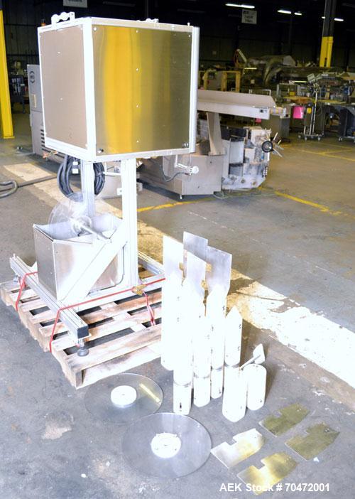 Used TriPack LSA-160 Automatic Shrink Sleeve Labeler Applicator / Neck Bander. Capable of speeds up to 100 BPM. Layflat width 40mm-170mm. Product Diameter 1" to 4.5". Cut off length 30mm-200mm. Thick...