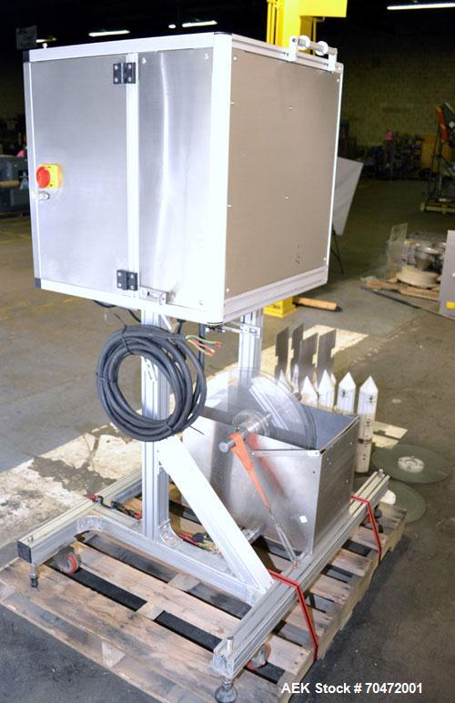 Used TriPack LSA-160 Automatic Shrink Sleeve Labeler Applicator / Neck Bander. Capable of speeds up to 100 BPM. Layflat width 40mm-170mm. Product Diameter 1" to 4.5". Cut off length 30mm-200mm. Thick...