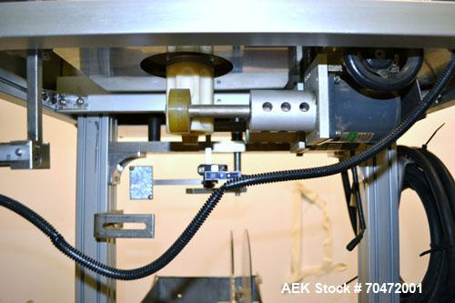 Used TriPack LSA-160 Automatic Shrink Sleeve Labeler Applicator / Neck Bander. Capable of speeds up to 100 BPM. Layflat width 40mm-170mm. Product Diameter 1" to 4.5". Cut off length 30mm-200mm. Thick...
