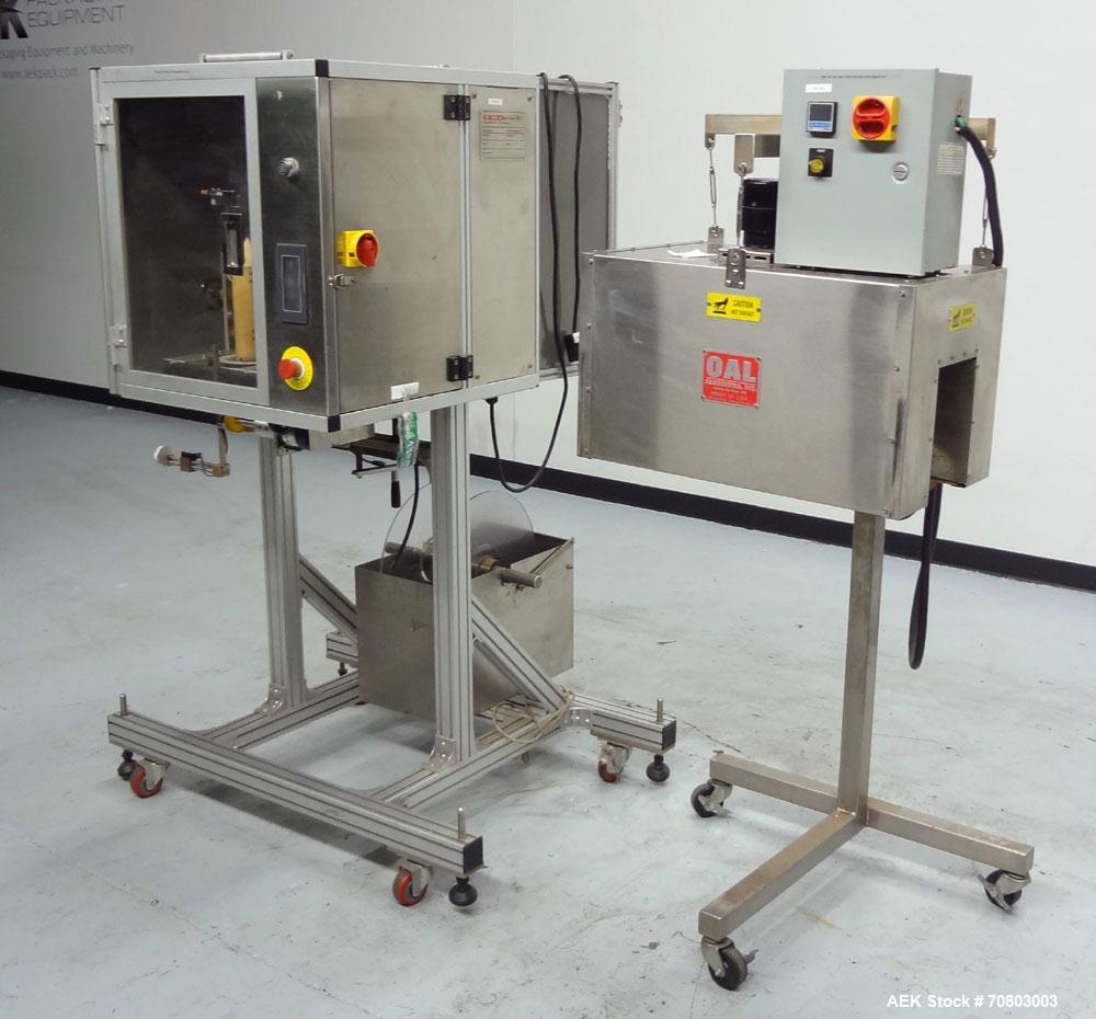 Used TriPack LSA-160 Automatic Shrink Sleeve Labeler Applicator / Neck Bander. Capable of speeds up to 100 BPM. Layflat width 40mm-170mm. Product Diameter 1" to 4.5". Cut off length 30mm-200mm. Thick...