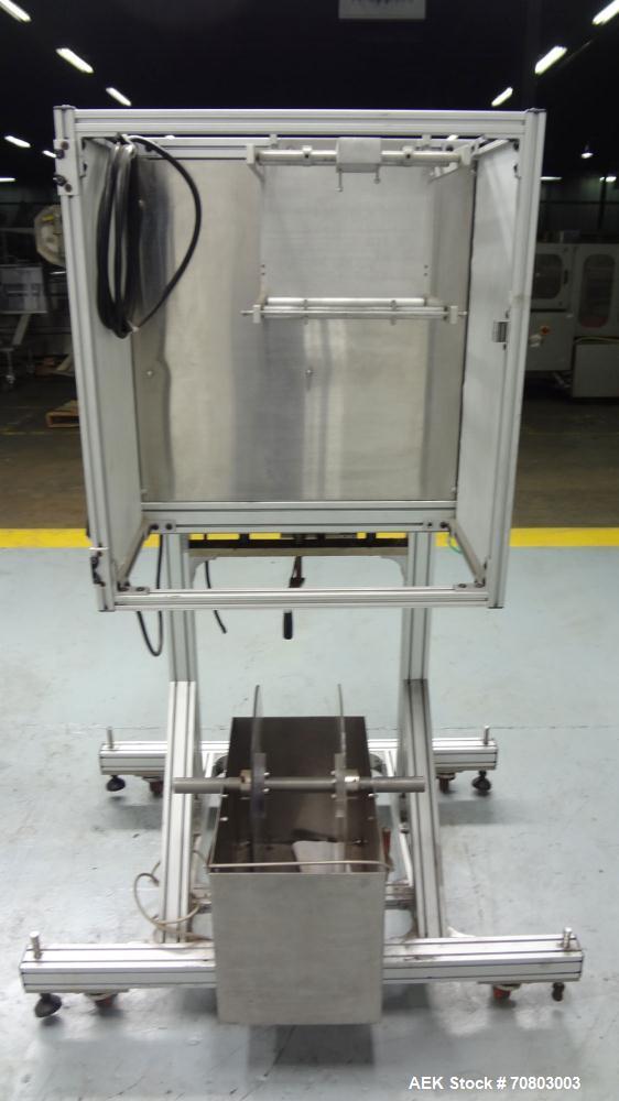 Used TriPack LSA-160 Automatic Shrink Sleeve Labeler Applicator / Neck Bander. Capable of speeds up to 100 BPM. Layflat width 40mm-170mm. Product Diameter 1" to 4.5". Cut off length 30mm-200mm. Thick...
