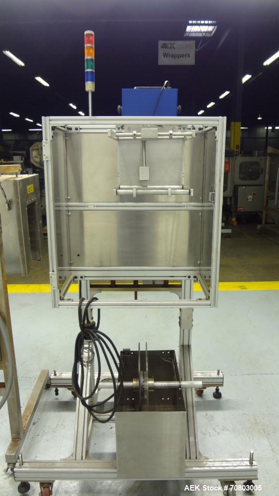 Used TriPack LSA-160 Automatic Shrink Sleeve Labeler Applicator / Neck Bander. Capable of speeds up to 100 BPM. Layflat width 40mm-170mm. Product Diameter 1" to 4.25". Cut off length 30mm-200mm. Thic...