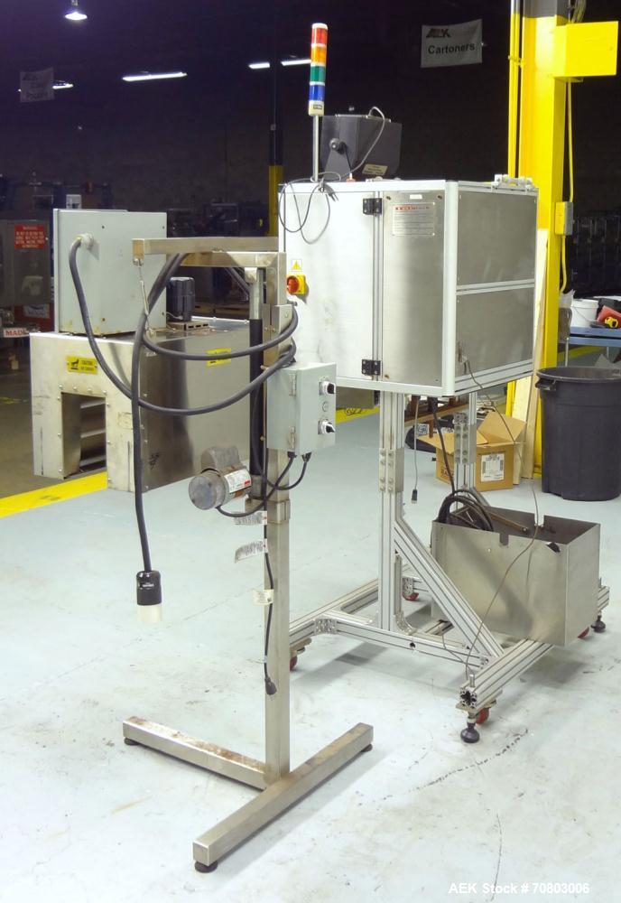 Used TriPack LSA-160 Automatic Shrink Sleeve Labeler Applicator / Neck Bander. Capable of speeds up to 100 BPM. Layflat width 40mm-170mm. Product diameter 25mm to 1" to 110mm. Cut off length 30mm-200...