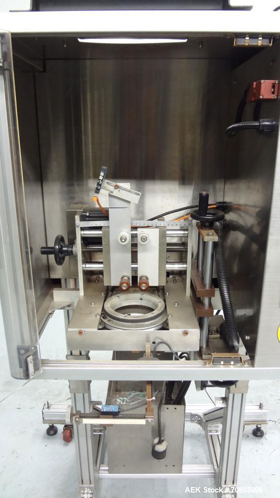 Used TriPack LSA-160 Automatic Shrink Sleeve Labeler Applicator / Neck Bander. Capable of speeds up to 100 BPM. Layflat width 40mm-170mm. Product diameter 25mm to 1" to 110mm. Cut off length 30mm-200...