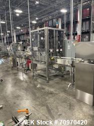 Used-PDC Model R-300Tsert inline sleeve labeler. Has dual worm infeed, with registration and perforating wheel. Last running...