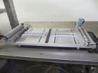Used Fuji Intersleeve Model 3200H Horizontal sleeve labeler. Maximum speed 15,000/hour ( ref. sleeve 100 cl x 30lfw). Product diameter 8-40mm, product length 40-200mm. Last running plastic vials off ...