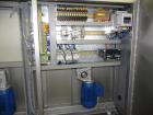 Used Fuji Intersleeve Model 3200H Horizontal sleeve labeler. Maximum speed 15,000/hour ( ref. sleeve 100 cl x 30lfw). Product diameter 8-40mm, product length 40-200mm. Last running plastic vials off ...
