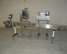 Used Accutek Accusleever Tamper Evident Neck Bander Or Shrink Sleeve Labeler. Capable of speeds up to 60 cpm. Film sizes: Lay flat 16 mm to 150 mm and cut length 16 mm to75 mm. Inclueds a shrink tunn...