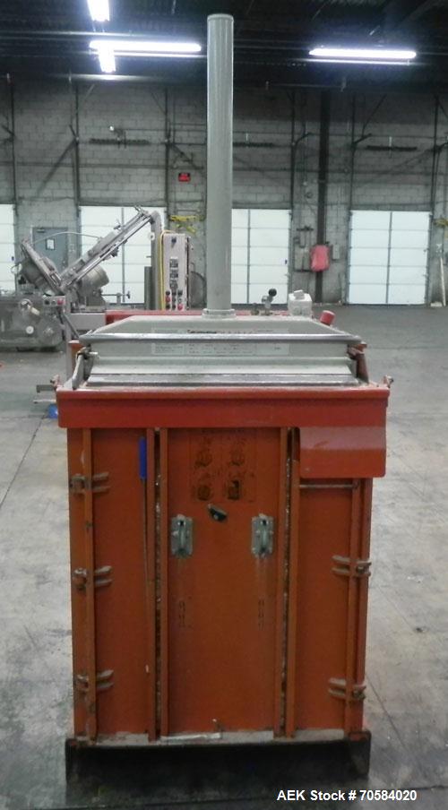 Used Orwak Model 5010 Automatic Top Load Baler.  Machine has a 30 second cycle time.  Has small footprint for easy storage.  Can handle weights up to 130 lb bales (cardboard) and 200 lb bales (plasti...