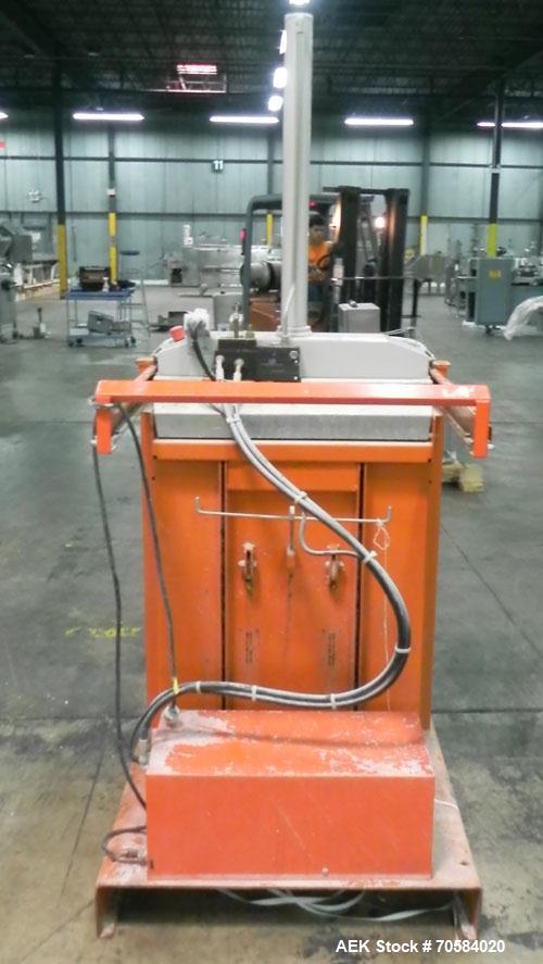 Used Orwak Model 5010 Automatic Top Load Baler.  Machine has a 30 second cycle time.  Has small footprint for easy storage.  Can handle weights up to 130 lb bales (cardboard) and 200 lb bales (plasti...