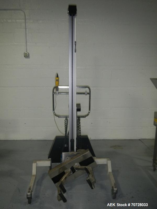 Used TAWI MAXILIFT drum handler, model PRO200, 265# max weight, 84" max hight, with rotations and lift controls.