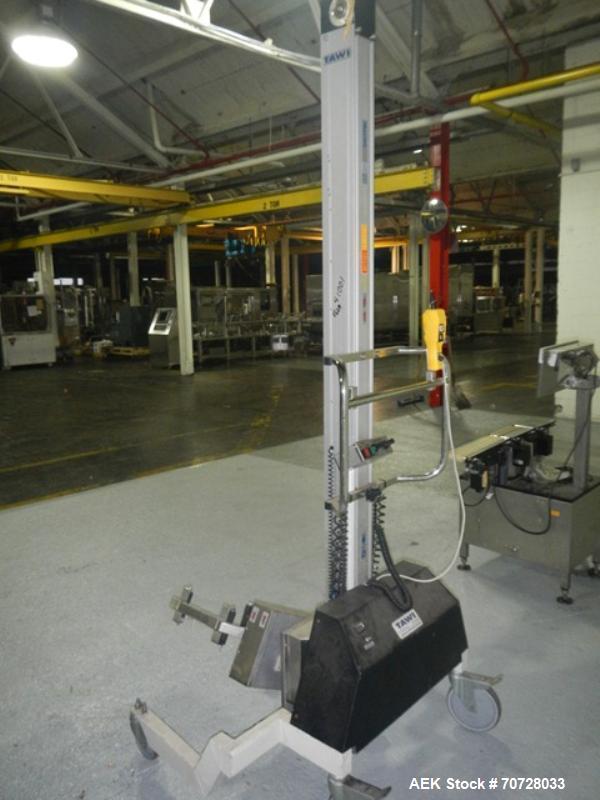 Used TAWI MAXILIFT drum handler, model PRO200, 265# max weight, 84" max hight, with rotations and lift controls.
