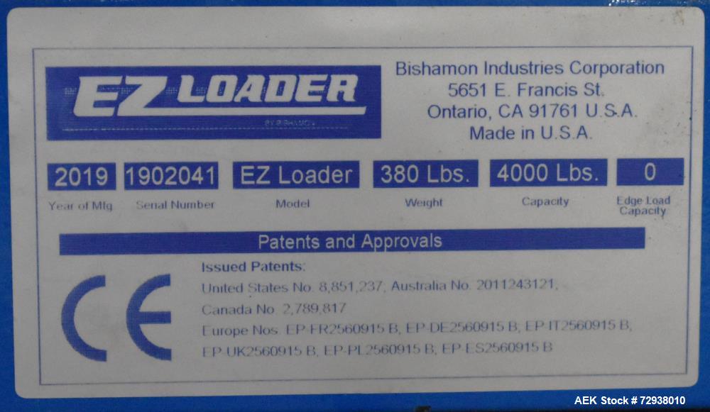 Used Bishamon EZ Loader Lift – 4000 lbs Air-Operated Pallet Positioner