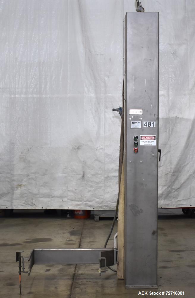 Used A-One Workhorse Single Column Dumper, Model CDL-600-71-S.  304 Stainless Steel construction, Dump Height: 86" Overall Column Height 102", Dump Angle: 35  2, Dump height set for use with 600 poun...