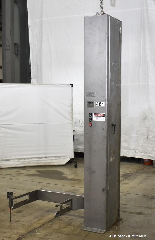 Used A-One Workhorse Single Column Dumper, Model CDL-600-71-S.  304 Stainless Steel construction, Dump Height: 86" Overall Column Height 102", Dump Angle: 35  2, Dump height set for use with 600 poun...