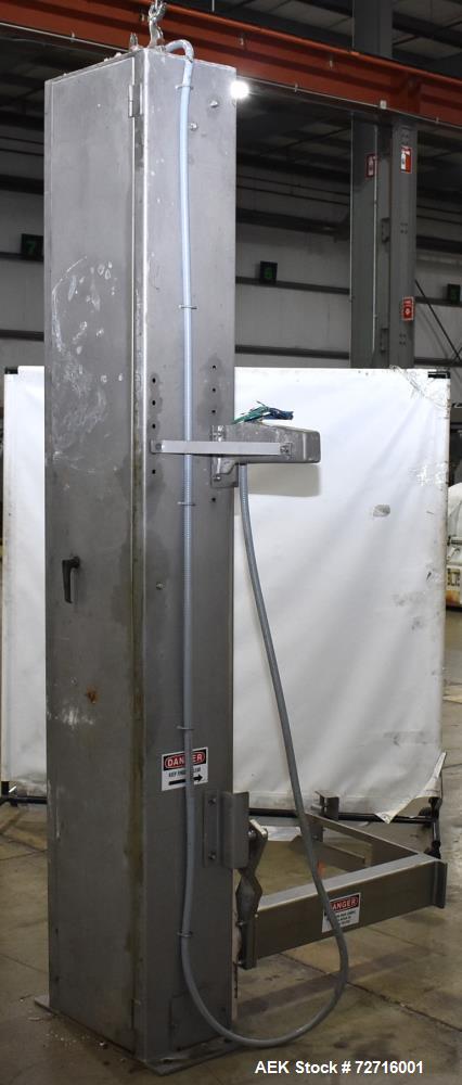 Used A-One Workhorse Single Column Dumper, Model CDL-600-71-S.  304 Stainless Steel construction, Dump Height: 86" Overall Column Height 102", Dump Angle: 35  2, Dump height set for use with 600 poun...
