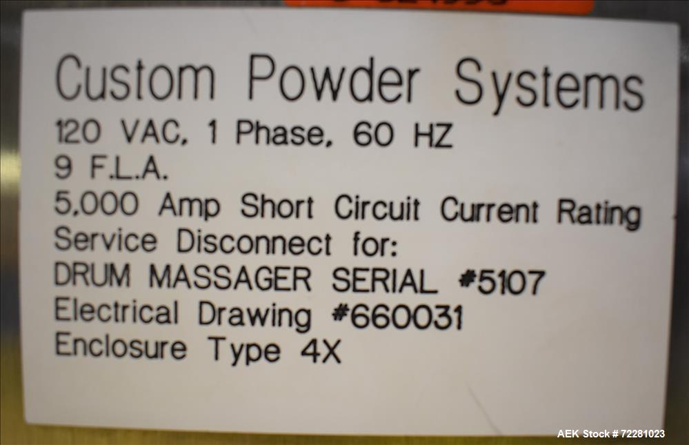 Used- Custom Powder Systems Drum Massager / Conditioner.