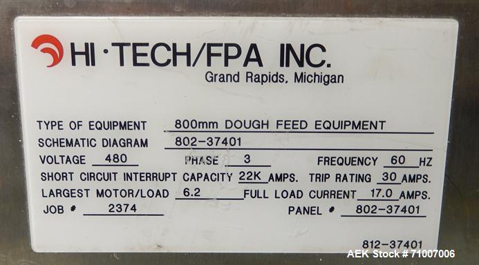 Used Hi-Tech/FPA 800mm Dough Feeding System.