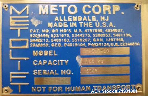 Used Metolift Drum Lifter, Model M2510-10, Stainless Steel Construction.