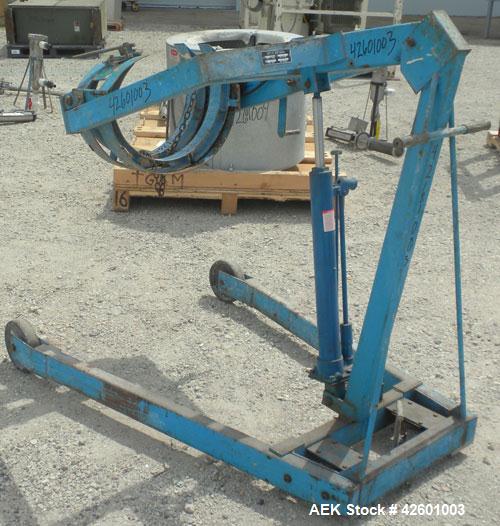 Used Morse Manufacturing Hydra-Lift Drum Dumper, Series 400, Model 400-A60, Carbon Steel. Manual lift and tilt, 60’’ lift height from floor to lowest point of a horizontal 55 gallon steel drum. Drum ...