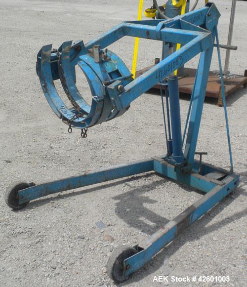 Used Morse Manufacturing Hydra-Lift Drum Dumper, Series 400, Model 400-A60, Carbon Steel. Manual lift and tilt, 60’’ lift height from floor to lowest point of a horizontal 55 gallon steel drum. Drum ...