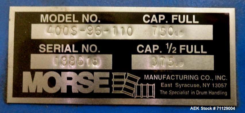 Used Morse Model 400S-96-110 Drum Dumper
