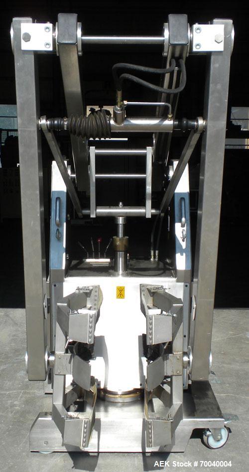 Used Muller Mobile Drum Handler, Model SLD 150/4, Stainless Steel. 23’’ (600 mm) Maximum diameter container, 550 pound maximum capacity lift load (250 kg), approximately 135’’ dump height. Operating ...