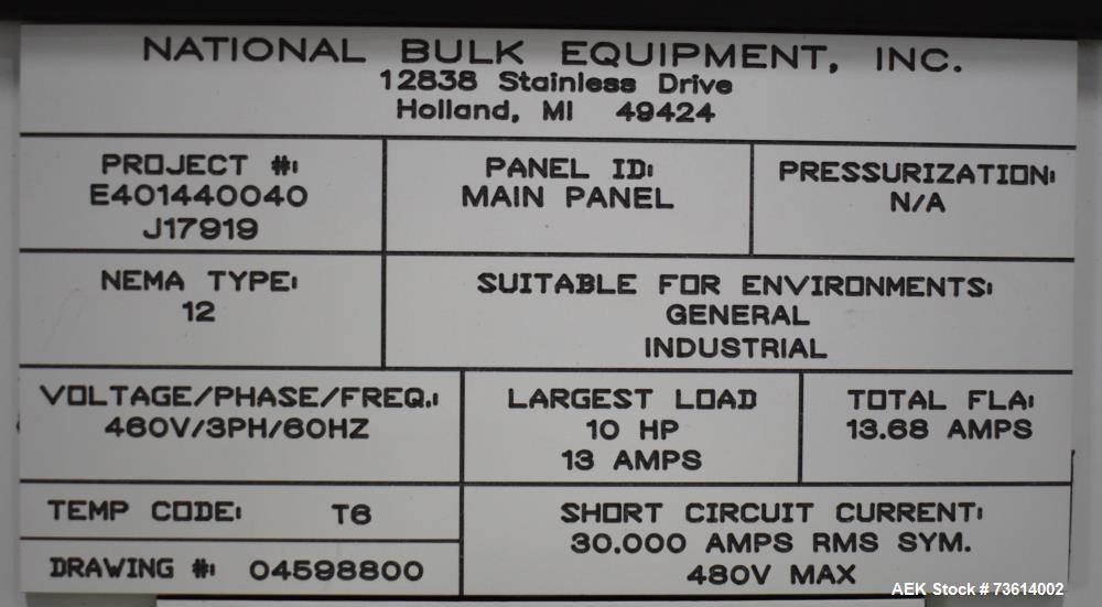 Used National Bulk Equipment (NBE) Box Dumper – 850 lb Capacity – Hydraulic Tote Dumper with Allen-Bradley Controls