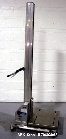 Used Vistil Manufacturing Company Lift, Model PEL-100-A/LS/HC, 125 lb / 57 kg capacity, 110V input, 24 VDC battery operated, serial number S305295, built 8/2005