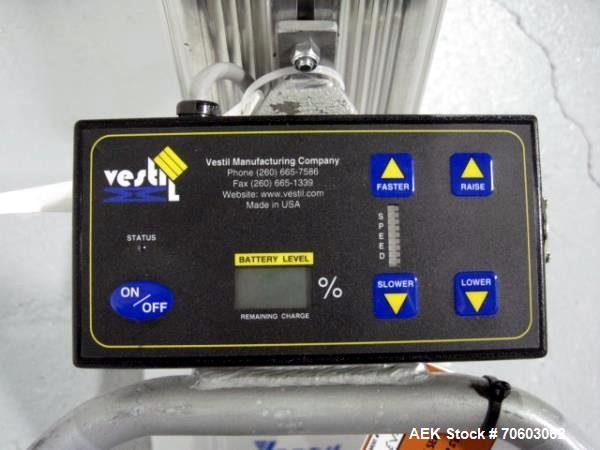 Used Vistil Manufacturing Company Lift, Model PEL-100-A/LS/HC, 125 lb / 57 kg capacity, 110V input, 24 VDC battery operated, serial number S305295, built 8/2005