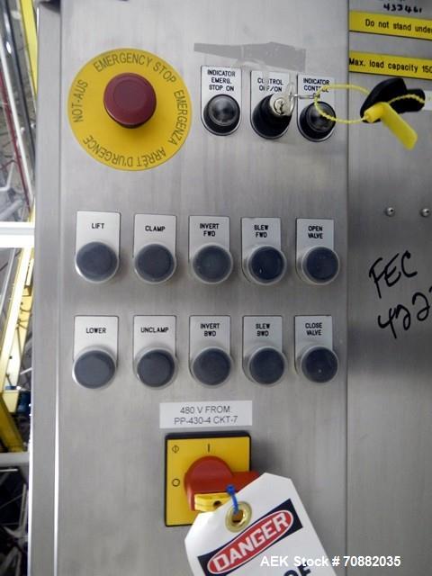 Used Servo Lift Drum Handler, Model HR150. Stainless steel construction, 150 kg capacity, floor mounted, serial# 10935, new 2004.