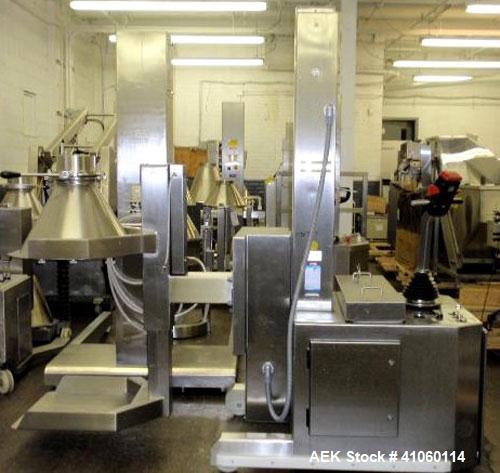 Used Servo-Lift Ergonomic Mobile Drum Manipulator, 304/321 Stainless Steel. Designed to clamp, lift, transport, and invert various size drums. Maximum load capacity 330 pounds (150kg), column height ...