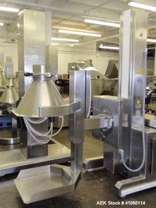 Used Servo-Lift Ergonomic Mobile Drum Manipulator, 304/321 Stainless Steel. Designed to clamp, lift, transport, and invert various size drums. Maximum load capacity 330 pounds (150kg), column height ...