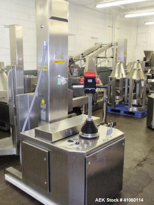 Used Servo-Lift Ergonomic Mobile Drum Manipulator, 304/321 Stainless Steel. Designed to clamp, lift, transport, and invert various size drums. Maximum load capacity 330 pounds (150kg), column height ...