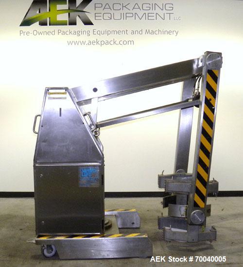 Used Servo-Lift Mobile Drum Handler, Model SLD 150/4, Stainless Steel. 23’’ (600 mm) maximum diameter container, 550 pound maximum capacity lift load (250 kg), approximately 135’’ dump height. Operat...