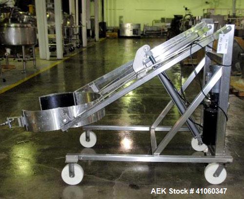 Used Sterling Fleischman Hydraulic Drum Lift, Model CP95AESMT, 304 Stainless Steel. Approximate 750 pound capacity, lift height of 95’’. 1/2 hp, 1/60/115/230 volt, 1725 rpm hydraulic motor. Manual ha...