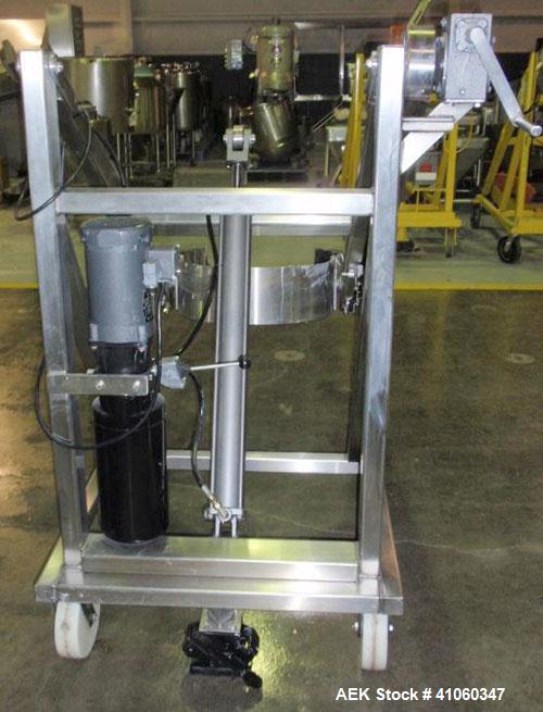 Used Sterling Fleischman Hydraulic Drum Lift, Model CP95AESMT, 304 Stainless Steel. Approximate 750 pound capacity, lift height of 95’’. 1/2 hp, 1/60/115/230 volt, 1725 rpm hydraulic motor. Manual ha...