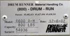 Used Drum Runner Material Handling Drum Lift-Carry-Rotate-Pour, Model 4600A-H, carbon steel, 800 pound drum capacity.  Air lift and tilt with holding tank.  Designed for plastic, steel, and fiber dru...
