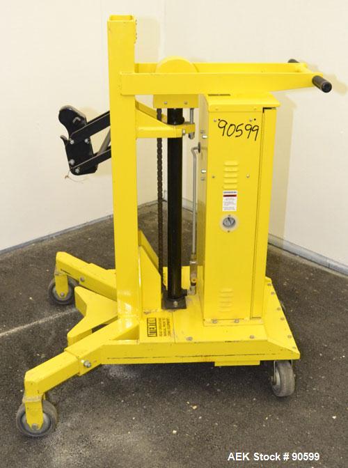 Used Easy Lift Equipment Drum Transporter, Model EL600DC, Carbon Steel. Battery operated, 600 pound capacity. Lift height 20", 1" per stroke. Mounted on casters.