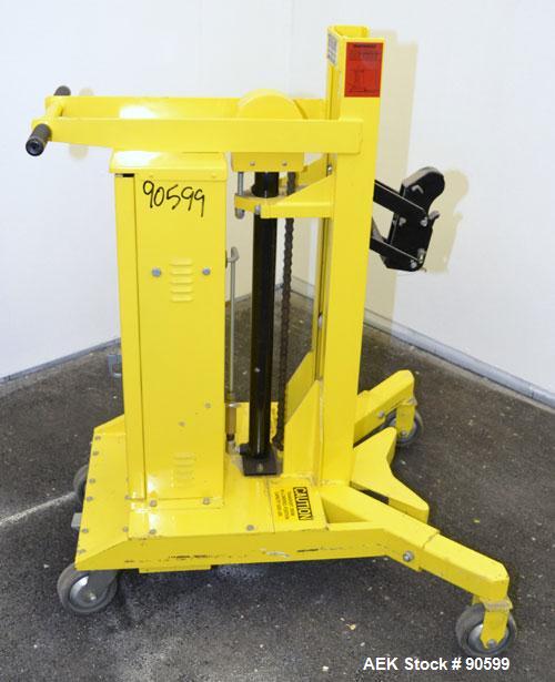 Used Easy Lift Equipment Drum Transporter, Model EL600DC, Carbon Steel. Battery operated, 600 pound capacity. Lift height 20", 1" per stroke. Mounted on casters.