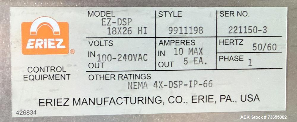 Eriez EZ-DSP Conveyor Metal Detector 18" x 26" Stainless Frame