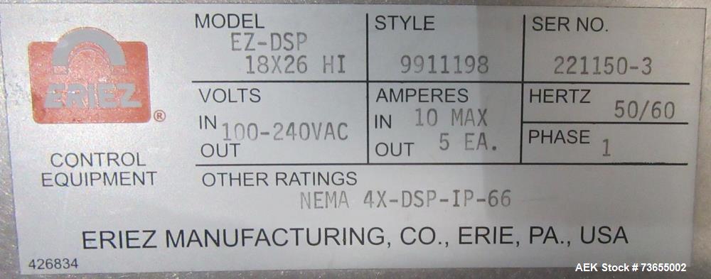 Eriez EZ-DSP Conveyor Metal Detector 18" x 26" Stainless Frame