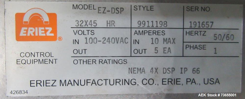 Used Industrial Eriez E-Z Tec DSP Metal Detector System
