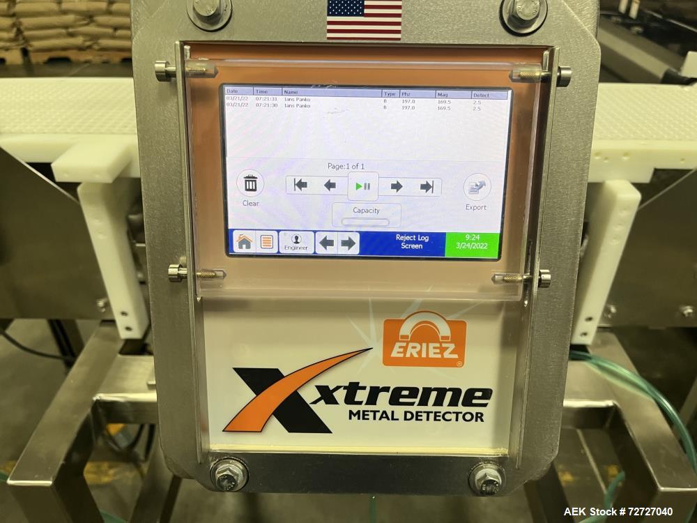 Used Eriez Conveyor Mounted Metal Detector, Model Xtreme. Approximate aperture size 12" wide x 5" tall. 8" wide belt.